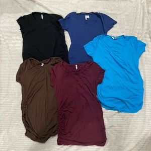 5 pack side-ruched maternity tees, size small!